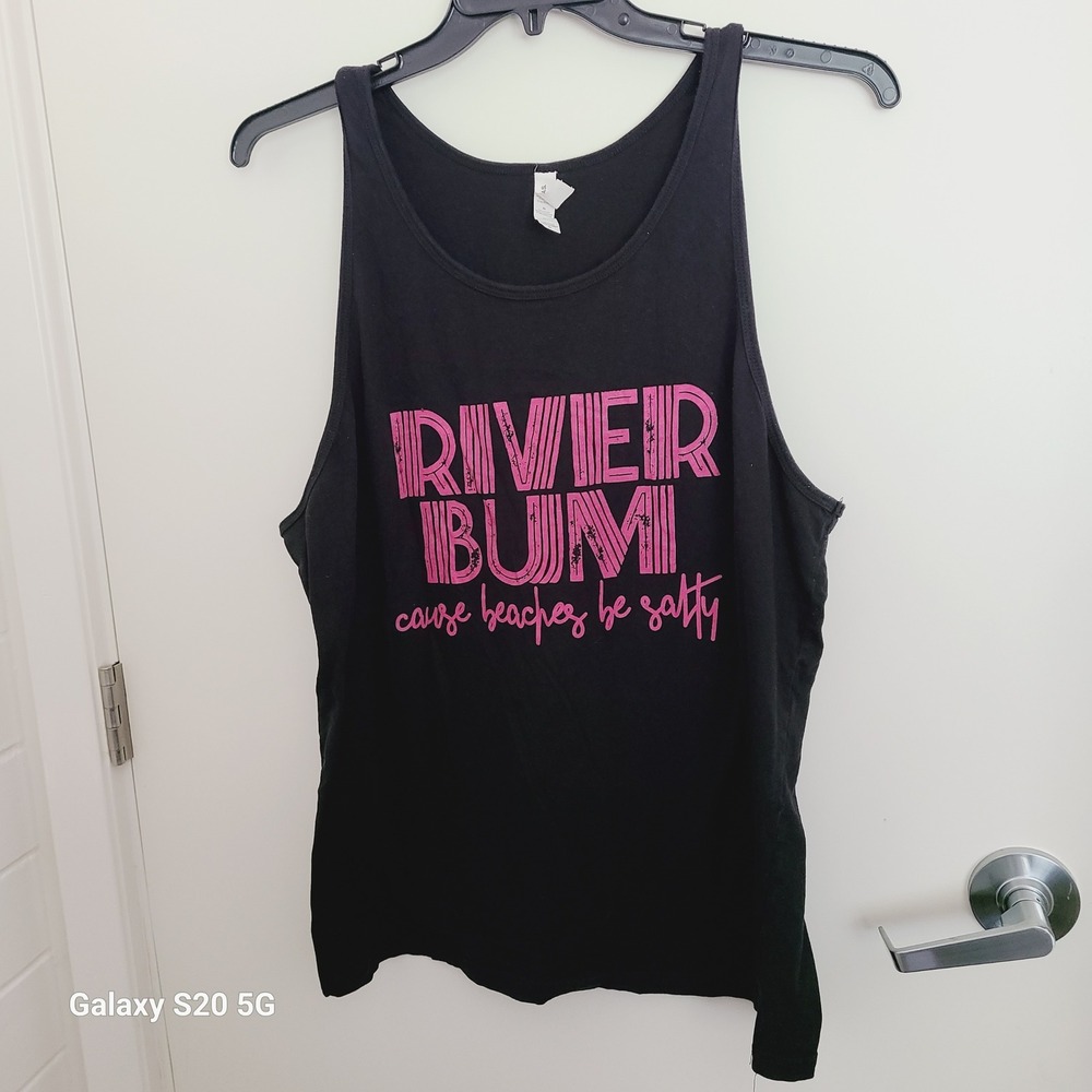Bella Canvas River Bum Graphic Tank Top Sleeveless Black Casual‎ Size XL